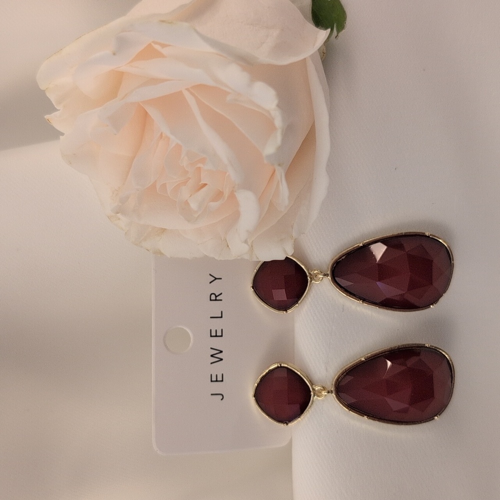 Elegant Gold and Red Drop Earrings